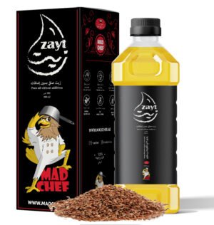 زيت بذرة الكتان بيور خام عصرة أولى بكر على البارد - نقي وعضوي 100%، امن غذائيا، - 300 مل